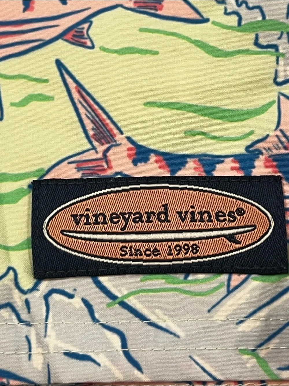 Vineyard Vines Boys Chappy Swim Trunks Size 7 - Fish Print